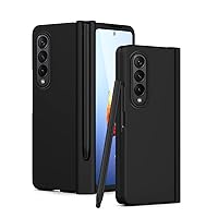 Case for Samsung Galaxy Z Fold 4, Hinge S Pen Holder Hard PC Cover with S Pen Replacement, Full Protection (Black)