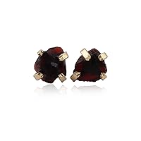 Red Garnet Gemstone Wholesale Raw Stud Earring | Gold Plated Prong Sett Push Back Jewelry | Handmade Earring For Women | 2110)1