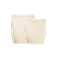 W&P Porter Silicone Reusable Storage Bags, Stand-Up Variety 2 Pack (36oz, 50oz), Cream, Food Storage Container, Microwave and Dishwasher Safe, Easy Cleaning