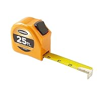 Keson Tape Measure, 1 In x 25 ft, In./Ft., Black, Orange, Yellow (PGT1825V)