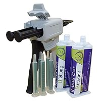 1:1 Dispensing Gun Manual Applicator Adhesive Dispenser & 5pcs Static Mixing Nozzles Mixed Tips & 2pcs 50ml Epoxy Adhesives Glue 2-Part Quik Cure Epoxy Glue for Stone Metal Tile Wood Marble