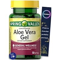 Concentrated Aloe Vera Gel Dietary Supplement Spring Valley, 50 Count and Bookmark Gift of YOLOMOLO