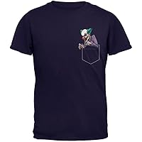 Old Glory Faux Pocket Halloween Horror Scary Clown Navy Adult T-Shirt - Large