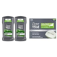 Dove Men + Care Extra Fresh Antiperspirant Deodorant Twin Pack & 3-in-1 Cleanser Bar Bundle, 72hr & Extra Fresh