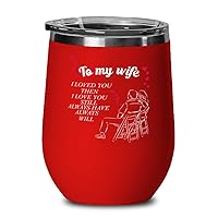 Wife 12oz Wine Glass With Insulated Lid, To My Wife Forever Love Message, Red Stainless Steel Tumbler Mugs Cups For Hot and Cold Drinks Gifts For Friends and Family