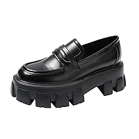 Platform Boots Women's Round Toe Chunky Heel Platform Oxford Shoes,Non-Slip Waterproof Fashion High Heels