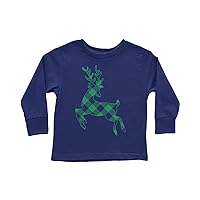 Threadrock Kids Green Plaid Reindeer Toddler Long Sleeve T-Shirt