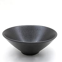 Tanabata Black Ceramic Ramen Bowl Set of 2, Japanese style large Noodle Soup Bowls for Ramen Soup Pho Udon and Asian Noodles