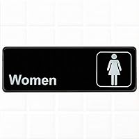Women Restroom Sign - Black and White, 9 x 3-Inches Womens Bathroom Sign, Restroom Signs for Door/Wall by Tezzorio