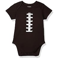 The Children's Place Baby Single Short Sleeve 100% Cotton Bodysuits, Football, 6-9 Months