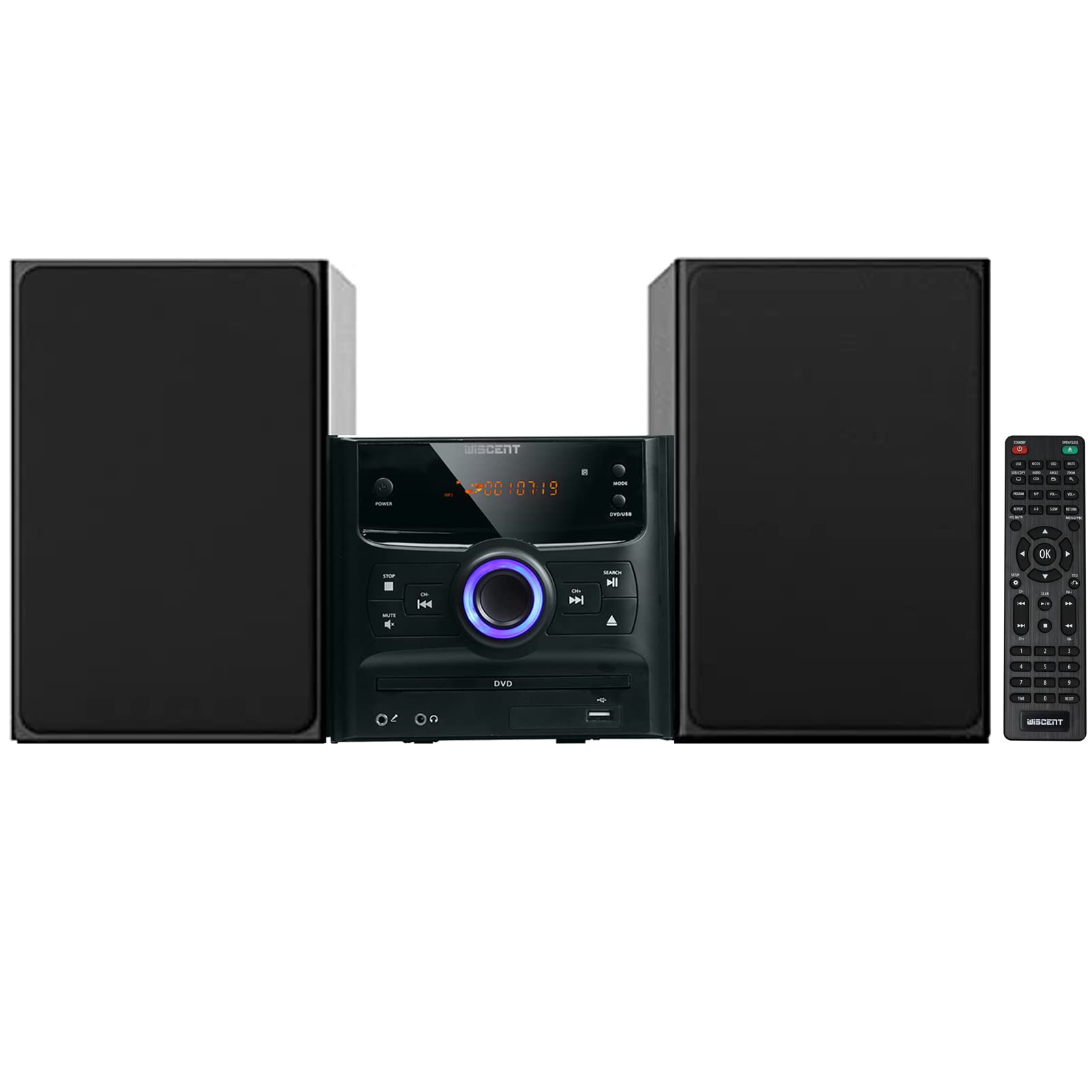 Mua WISCENT Stereo Shelf System for Home with Bluetooth, CD Player, FM Radio,  Mini Stereo DVD Player, USB MP3 Playback, AUX ,Mic, Headphone Jack, 30W Home  Stereo (Compact Micro HiFi CD DVD