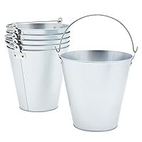 Juvale 6 Pack Large Galvanized Ice Buckets for Parties, 7-Inch Tall Metal Ice Pails with Handles for Champagne, Beer, Wine, Sports Drinks, Water, Table Centerpieces (100 oz Capacity)