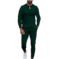 Tracksuits for Men 1/4 Zipper Shirts and Pants Athletic Suit Solid Fashion Jogger Sweatsuit Half-zip Running Sets