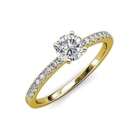 IGI Certified Round Lab Grown (VS1/F) & Natural Diamond 1.30 ctw Women Solitaire Plus Engagement Ring 14K Gold