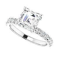 Moissanite Star Moissanite Ring Asscher 2.0 CT, Moissanite Engagement Ring/Moissanite Wedding Ring/Moissanite Bridal Ring Set, Sterling Silver Rings, Perfact for Gift Or As You Want