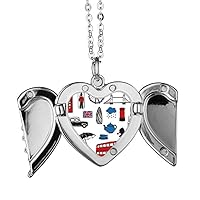 London Big Ben Booth Rain Mailbox Angel Wings Necklace Pendant Fashion Gift
