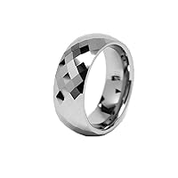 Tungsten Carbide Diamond Cuts Faceted Comfort Fit Men Wedding Ring Band