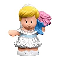 Replacement Figure for Little People Cinderella Playset - DRH11 ~ Fisher-Price Disney Princess Cinderella and Prince Charming ~ Replacement Cinderella Figure Wearing White Dress and Carrying Flowers