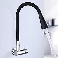 Faucets,Kitchen Tap Wall Mounted Cold Water Only Kitchen Sink Taps Brass Swivel Tap/Black