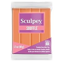 Sculpey Soufflé™ Polymer Oven-Bake Clay, Pumpkin Orange, Non Toxic, 1.7 oz. bar, Great for jewelry making, holiday, DIY, mixed media and more! Premium light-weight oven bake clay.