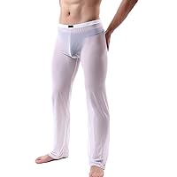 CHICTRY Men's Sexy Mesh See Through Pajama Bottoms Sleep Lounge Wear Underwear Pants Trousers