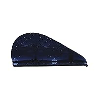 Serene Blue Night View Printing Microfiber Hair Towel Wrap Bathroom Essential Accessories Super Absorbent Quick Dry Turban