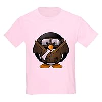 Kids Light T-Shirt Little Round Penguin-Airplane Jet Pilot-Light Pink