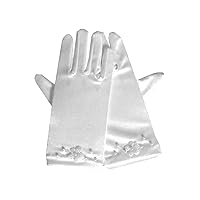 First Communion Gloves for Girls 7-16 - Kids Satin Girls Short White Gloves Cotillion/Tea Party for Dress Up