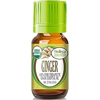 Healing Solutions Oils - 0.33 oz Ginger Essential Oil Organic, Pure, Undiluted Ginger Oil for Hair Diffuser Skin - 10ml
