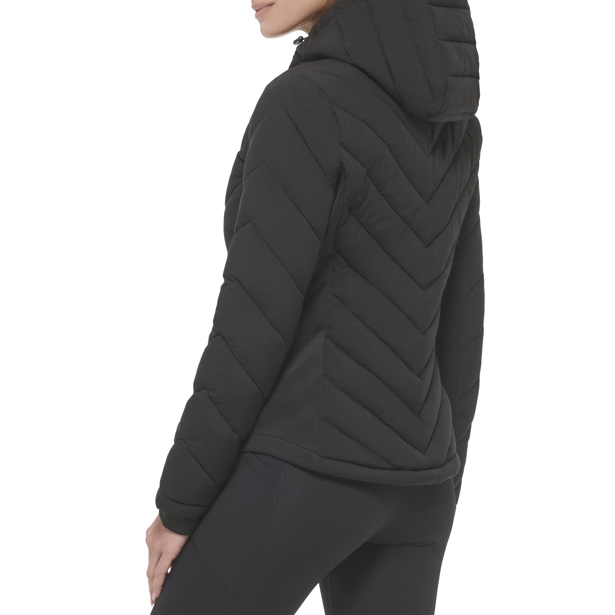 Calvin Klein Women's Scuba Side Panel and Sleeve Detail Adjustable Hood Zip Pocketspuffer