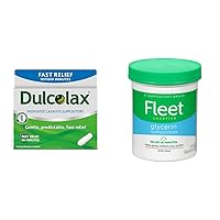 Dulcolax Fast Relief Medicated Laxative Suppositories Fast Relief & Fleet Laxative Glycerin Suppositories for Adult Constipation, Adult Laxative Jar Aloe Vera, 50 Count