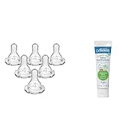 Dr. Brown's Baby Bottle Nipples Level 4 Fast Flow, 6 Pack and Fluoride-Free Infant Toothpaste, Mixed Fruit, 1.4oz, 0-3 Years