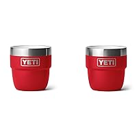 YETI Rambler 4 oz Stackable Cup, Stainless Steel, Vacuum Insulated Espresso/Coffee Cup, 2 Pack, Rescue Red