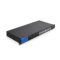 Linksys LGS124P 24 Port Gigabit Unmanaged Network PoE Switch with 12 PoE+ Ports @ 120W for Business, Office, IP Surveillance - Ethernet Switch Hub with Metal Housing