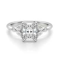 10K Solid White Gold Handmade Engagement Ring 3 CT Radiant Cut Moissanite Diamond Solitaire Wedding/Bridal Ring for Womens/Her, Engagement Gift for Women