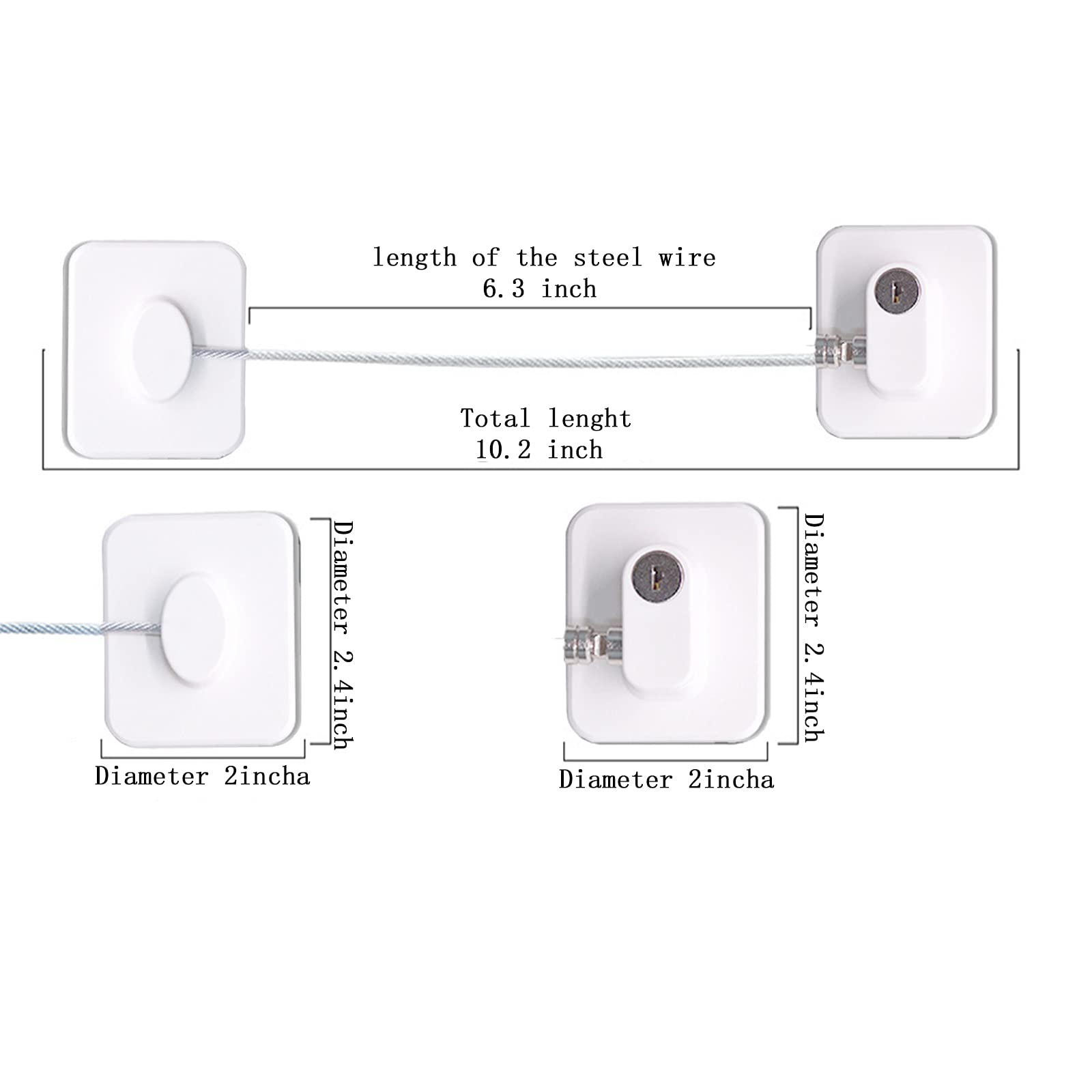 KIZZHISI Child Safety Locks (4 Pack),Refrigerator Lock with Keys,for Fridge, Cabinets, Drawers, Dishwasher, Toilet and Child Safety Cabinet Lock, 3M Adhesive No Drilling (White 4pcs)
