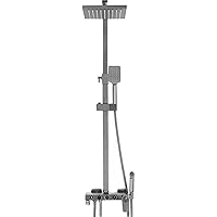 High Pressure 4-Setting Bathroom Shower Combo – Luxurious Constant Temperature Rain Shower Head Hand Held Shower, Grey