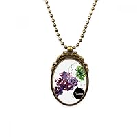 Grapes Fruit Tasty Healthy Watercolor Antique Necklace Vintage Bead Pendant Keychain
