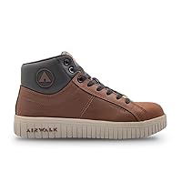 Airwalk Deuce Mid Top Composite Toe Men’s Industrial Work Shoes, Brown/Tan, Size 14, Wide, Comfortable & Light Work Shoes for Men, Electric Hazard, Slip Resistant