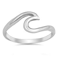 CHOOSE YOUR COLOR Sterling Silver Wave Ring