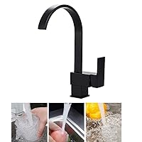 Qiangcui Kitchen Sink Faucet 360-degree rotatable high Single Lever Bathroom Faucet,Lead-Free Square Chrome Brass Waterfall Flat Spray./428