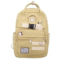 Cute Backpack for Women, Kawaii Y2K Bag with Cute Pendant Harajuku Hiking Travel Aesthetic Rusksack (yellow)