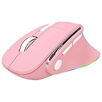 Lightweight Gaming Mouse,Dual Mode 2.4G/Bluetooth Mouse Up to 2400 DPI,Type-C Rechargeable Wireless Mouse with RGB Backlight Computer Mouse for Laptop PC (Pink)