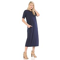 iconic luxe Women's Midi Dress with Half-Sleeve and Pockets