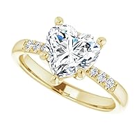 Heart Cut Moissanite Ring, 2ct Colorless, 18K Gold Vermeil Setting, Promise Ring for Her