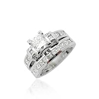 2.15ct Princess Cut Diamond Bridal Ring Set in Platinum
