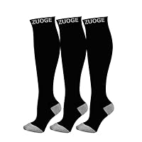 3 Pairs Compression Socks Pack - Best Medical, Nursing, Travel & Flight Socks - Running & Fitness - 15-20mmHg