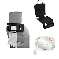 Skip Hop Baby Car Travel Essentials with Sanitizing Station, Car Seat Protector, and Interactive Mirror, Silver Lining