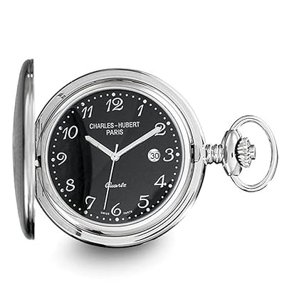 Charles-Hubert, Paris 3599-B Stainless Steel Quartz Pocket Watch