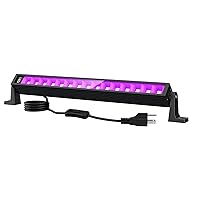 38W LED Black Light Bar, Blacklight Bars with Plug and Switch Light Up 22x22ft Area for Glow Party Halloween Parties Bedroom Decorations Stage Lighting 1 Pack